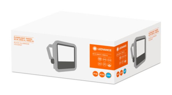 Светодиодный прожектор ДО-100Вт 6500К 10000Лм IP65 чёрный FLOOD LED 90W/6500K BK 100DEG | 4058075097698 Ledvance Osram