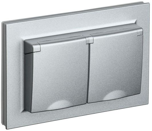 Розетка 2-м СП BRITE РСбш12-3-44-БрА 16А в сборе IP44 с крышкой алюм. IEK BR-R26-16-44-K47-F