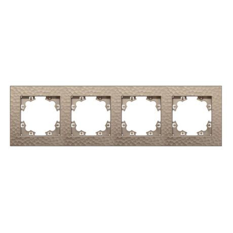 Рамка фактурная 4 поста универсальная UNIVersal Афина шампань (еврослот) - A10046-Br Союз