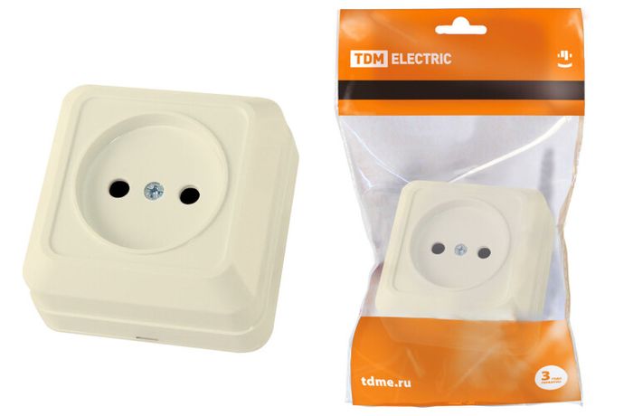 Розетка 2П открытой установки IP20 10А 250В (керамика) сл. кость "Ладога" | SQ1801-0210 TDM