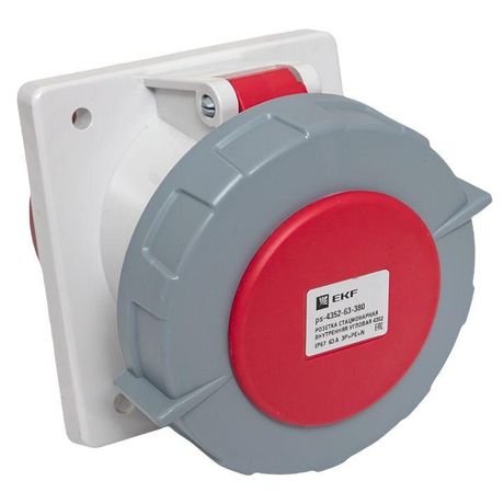 Розетка стационарная внутренняя угловая 4352 3Р+РЕ+N 63А 380В IP67 EKF PROxima | ps-4352-63-380