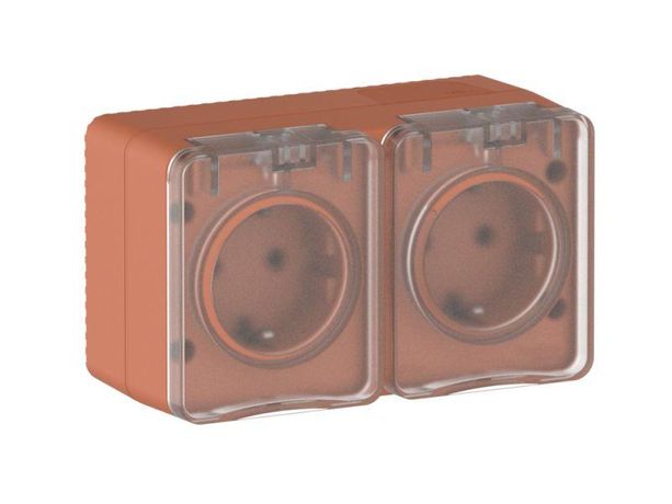 Розетка 2-м ОП AtlasDesign PROFI 16А IP54 заземл. защ. шторки терракот. SE ATN547026 APC