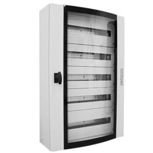 Корпус щита распределительного 600х750х200мм DIN-рейки 96M(4х24) навесной металл прозр. дверца из гнутого стекла сер. Cetinkaya Pano CPD6007520SUMS