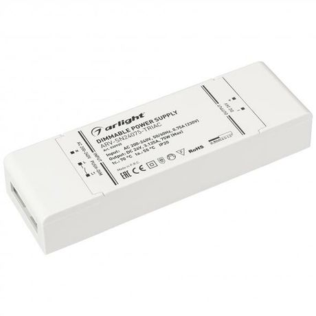 Блок питания ARV-SN24075-TRIAC (24V, 3.125A, 75W) (Arlight, IP20 Пластик, 3 года) | 030935 Arlight