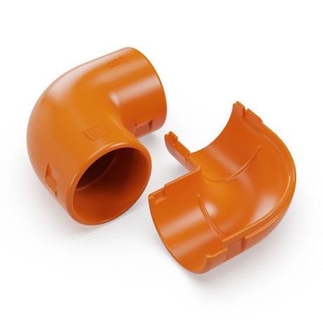 Соединитель угловой разборный оранжевый d32 мм (5шт/400шт уп/кор) | PR13.02483 Промрукав Строитель