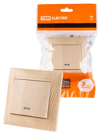 Выключатель 1 кл. с подсветкой 10А сосна "Лама" | SQ1815-0304 TDM