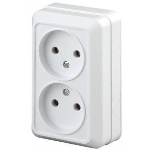 Розетка 2-м ОП Quadro 2-203-01 16А IP20 250В 2х2P бел. Intro Б0027652 ЭРА