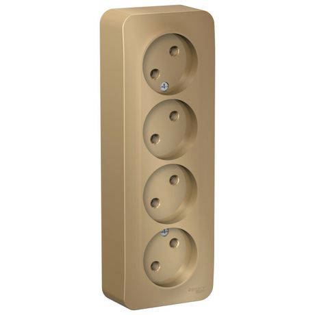 Розетка BLANCA наружная четырехпостовая, без заземления, шторок, с изолирующей пластиной, 16А, 250В, титан - BLNRA000414 APC