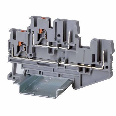 Клемма двухуровневая проходная под вставной штекер, зажим push-in, 4 точки подключения, 2.5 кв.мм, серая | VPRTT-2.5-2P DKC ДКС