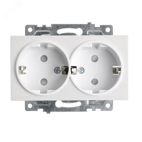 Розетка 2-местная с защитной шторкой (механизм) с/з , 250В, 16А, серия Катрин, GLS16-7114-01, белый | 39574 STEKKER FERON