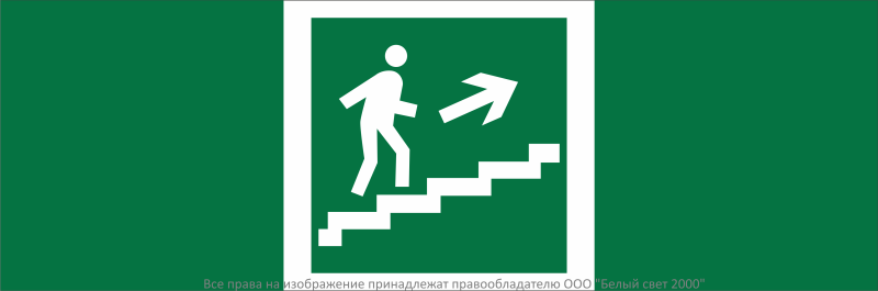 Знак безопасности NPU-3311.E15''Напр. к эвакуац. выходу по лестн. вверх (прав.)'' - a32678 BS