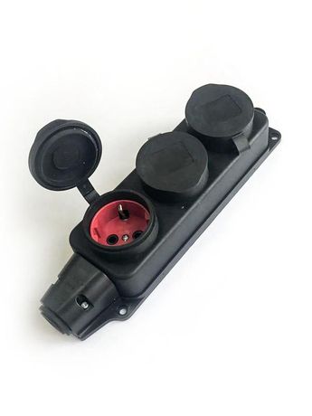 Колодка штепсельная 16А каучук IP44 3 гнезда черный - KKsm-3g-Z-IP(B)16A Космос
