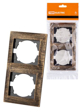 Рамка 2-х постовая вертикальная старинная бронза "Лама" | SQ1815-0779 TDM