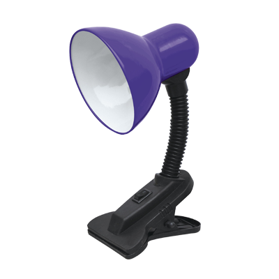 Светильник настольный под лампу СНП-01Ф на прищепке 40Вт E27 ФИОЛЕТОВЫЙ (мягкая упаковка) | 4690612012797 IN HOME