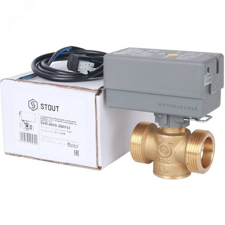 Клапан компактный 2-ходовой зональный клапан, сервопривод 230V, с кабелем 1м, НР 1 1/4' - SVM-0070-200132 STOUT RG008TIK55VPTH