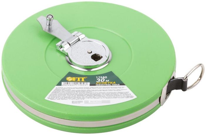 Рулетка 30м фибергласовая лента корпус пластик. зел. FIT 17580 РОС