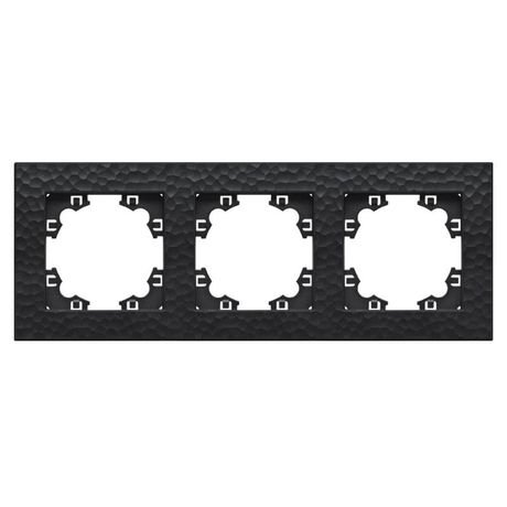 Рамка фактурная 3 поста универсальная UNIVersal Афина графит (еврослот) - A10045-Gr Союз