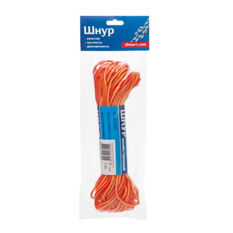 Шнур вязанно-плетенный ПП 3 мм хозяйств., цветной, 20 м | 139928 Tech-KREP