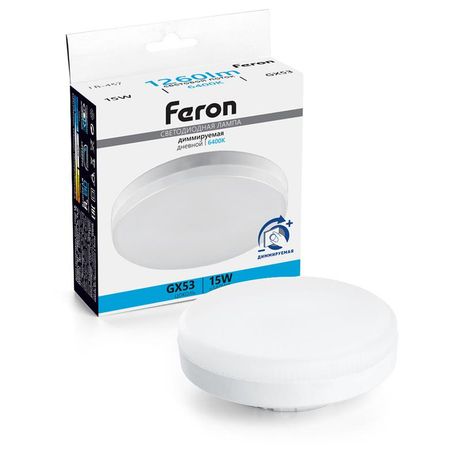 Лампа светодиодная LED 15вт GX53 дневной таблетка диммируемая - LB-457 51069 FERON