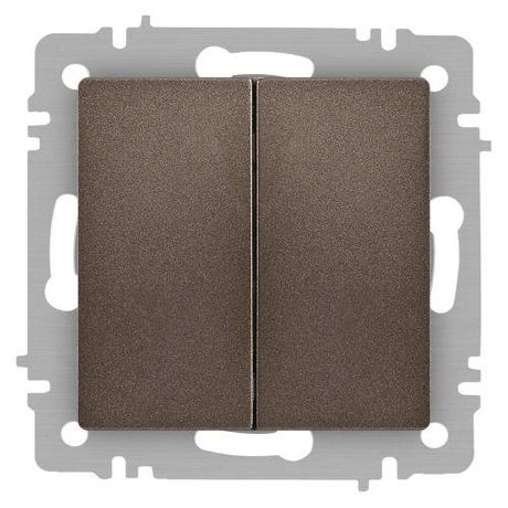 Выключатель двухклавишный, в рамку (скрытого монтажа) венге 10А 250В винтовые зажимы Intro Accent 6-104-08 - Б0063497 ЭРА