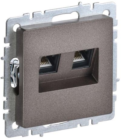 Розетка двойная СП RJ11+RJ45 кат.5E BRITE РК/Т12-БрТБ механизм бронза IEK BR-KT20-O-1-K45
