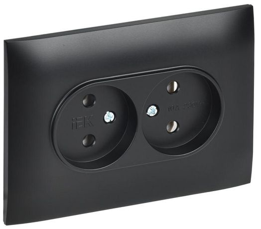Розетка 2-м SKANDY 10А без заземл. защ. шторок в сборе SK-R10Bl черн. IEK SK-R20-10-K02-F