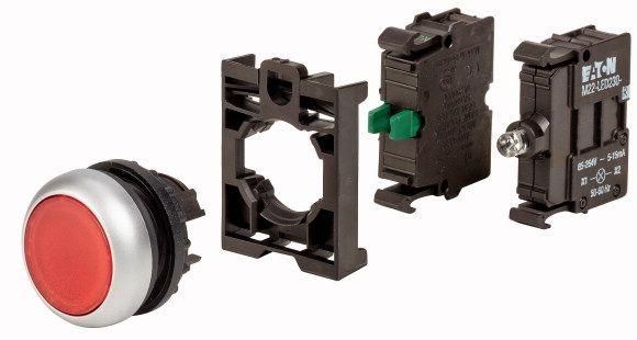 Красная кнопка без фиксации с подсветкой, 1НО, 230В AC, M22-DL-R-K10LED230-BVP - 132605 EATON
