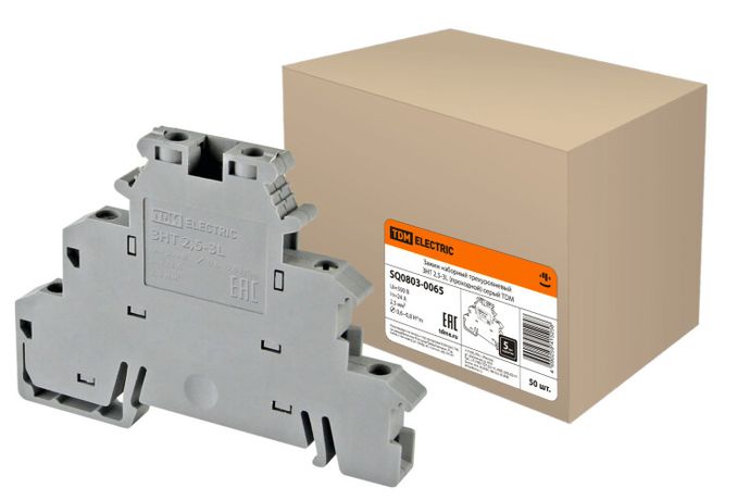 Зажим наборный трехуровневый ЗНТ 2,5-3L (проходной) серый TDM | SQ0803-0065