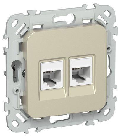 Розетка компьютерная 2-м СП FLITE РК5е-2-0-ФлШ RJ45 кат.5E UTP механизм шампань IEK FI-K22-1-K37 IEK (ИЭК) арт. FI-K22-1-K37