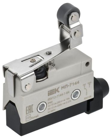 Микропереключатель концевой МП-7144 укороченный рычаг с регулируемым роликом IP40 IEK - KKV12-7144-1-64