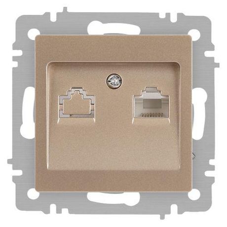 Розетка компьютерная 1-м СП Accent 6-303-04 RJ45 IP20 шампань Intro Б0063632 ЭРА