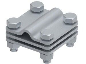 Соединитель крестовой 55х55 для параллельного, крестового и Т-образного соединения прутка диаметром 6-10 мм/полосы до 30 мм. С разделительной пластиной. Монтаж помощью 4 винтов шестигранной головкой M8 x 25 шестигранных гаек M8. Материал - горячеоцинкованная сталь. МС-017-ГЦ Ostec 391017