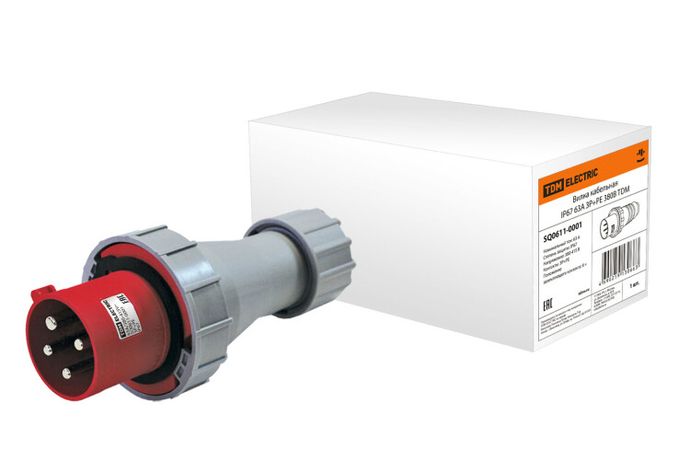 Вилка кабельная IP67 63А 3Р+РЕ 380В | SQ0611-0001 TDM