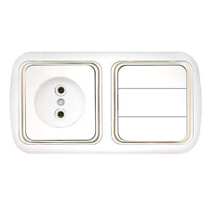 Блок СП (розетка без заземл. + 3-кл. выкл.) бел. Bylectrica 3В-РЦ-537