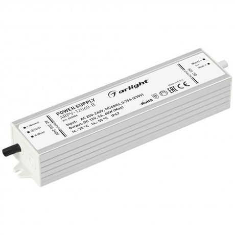 Блок питания ARPV-12060-B (12V, 5.0A, 60W) (Arlight, IP67 Металл, 3 года) | 020006 Arlight