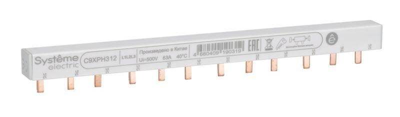 Шина гребенчатая 3P (L1L2L3) шаг 18мм 12 модулей 63А - C9XPH312 City9 Set APC