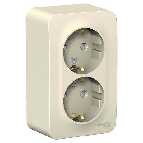 Розетка 2-м ОП Blanca 16А IP20 250В с заземл. защ. шторки молоч. SE BLNRA011202 APC