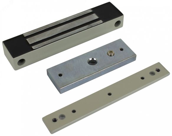 Замок электромагнитный влагозащищенный IP 67, механический компенсатор эффекта остаточной намагниченности на якоре замка - ML-100K с планкой бел AccordTec AT-06687