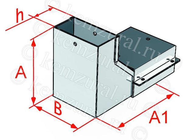 Короб угловой вверх на 90град. сталь 0.7мм СУВ100х50 УТ1.5 КЭМЗ 385 100501 54