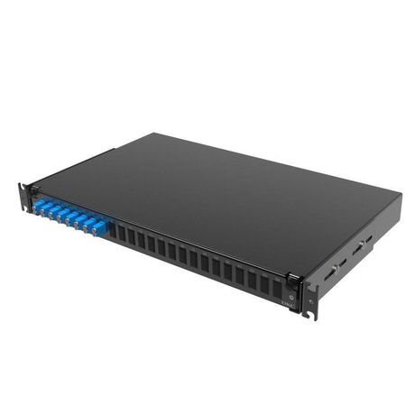 Полка оптическая выдвижная 1U с адатерами 8 х duplex LC OS2 в комплекте лицевой панелью пигтейлами сплайс-кассет(ой/ами) и гильзами КДЗС DKC RNFP9DLCU8 ДКС