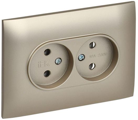 Розетка 2-м SKANDY 10А без заземл. защ. шторок в сборе SK-R10Sh шампань IEK SK-R20-10-K37-F