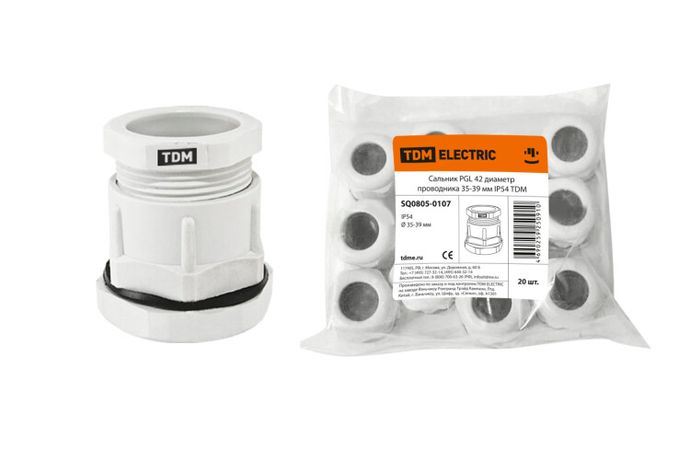 Сальник PGL 42 диаметр проводника 35-39 мм IP54 | SQ0805-0107 TDM