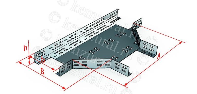 Лоток тройниковый ОТ100х65 УТ1.5 (S=1.0мм) гор.цинк КЭМЗ 102 103303 29