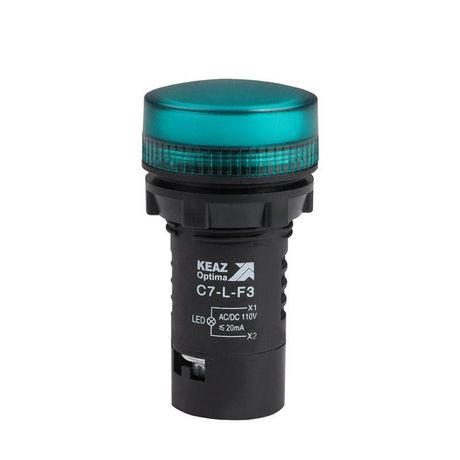 Лампа светодиодная OptiSignal Compact D22 C7-L-F3 зеленая 110 В AC/DC XB7EV03GP | 362155 КЭАЗ 362154