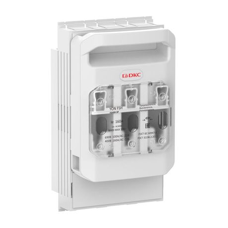 Горизонтальный Предохранитель Выключатель Разъединитель 160А 3P крепление на монтажную плату | FSH00-3P DKC ДКС