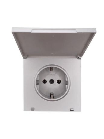 Розетка 1-мест. с/з с крышкой ПБТ СП ZIMA IP20 16А безвинт. зажим сер. матов. LEZARD 704-7488-123BQC