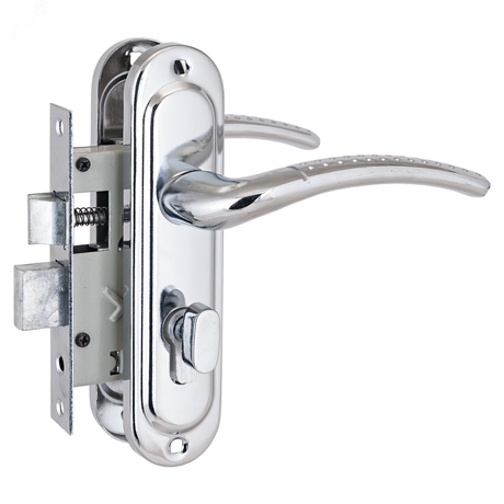 Замок врезной с ручками для деревянных дверей, СТАНДАРТ 132/50B вертушка CP хром - 4857 ПТК