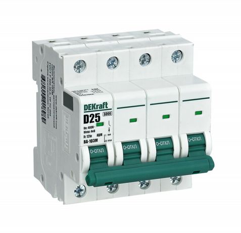Выключатель автоматический без теплозащиты четырехполюсный ВА-103М 4P 63А характеристика D 6кА | 12571DEK Dekraft APC