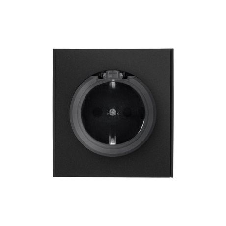Розетка 1-м СП STRONG MIELE 16А с заземл. защ. шторки и крышкой антрацит Kranz KR-78-0702-5