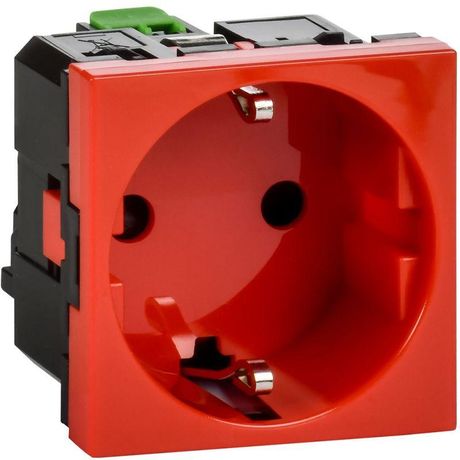 Розетка 2мод. 16А 250В 90град. с заземл. защ. шторки безвинт. зажимы красн. ИЭК Leg 4525055 Daccord